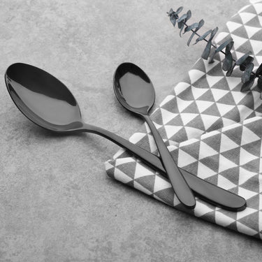 24 Piece Premium Black Titanium Alloy Cutlery Set